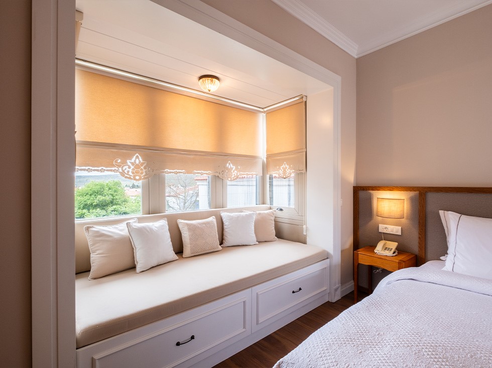 Alaçatı Viento Hotel deluxe oda 205 cumbalı oda görünümü, özgün mimari detaylar